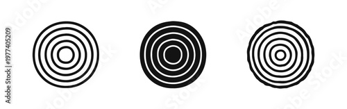 Tree Rings Annual Rings Icon Set - Wood Cross Section and Age Symbol