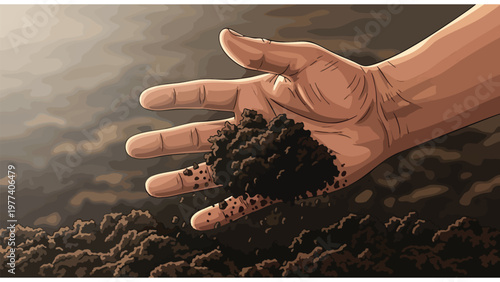 Handful of Rich Soil for Agriculture, Farming, Gardening, and Sustainability Concepts