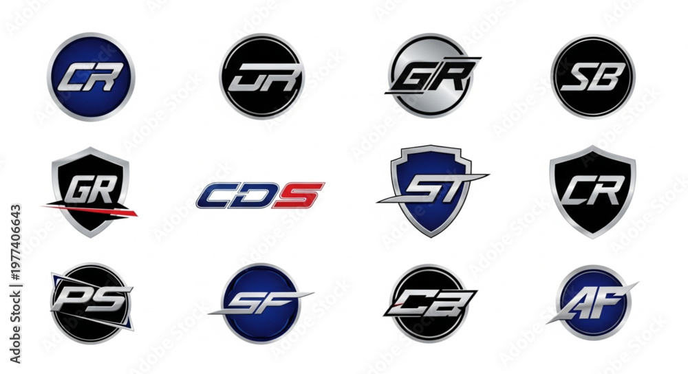 Fototapeta premium Collection of Car Logos and Emblems on White Background.