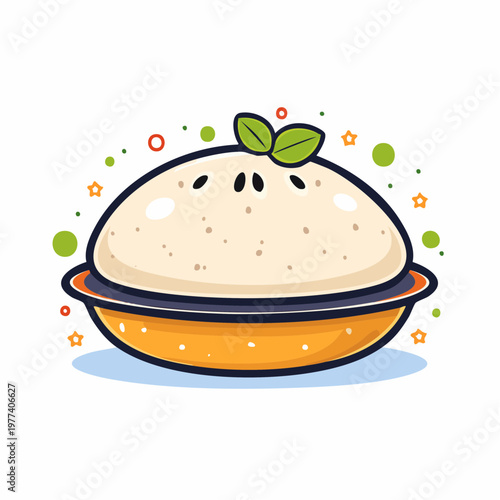 Cute Bao Bun food illustration with simple flat doodle style