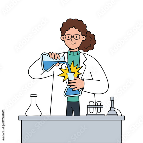 Scientist conducting experiment with liquid in laboratory glassware.