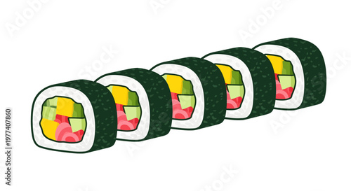 delicious sushi rolls with colorful fillings