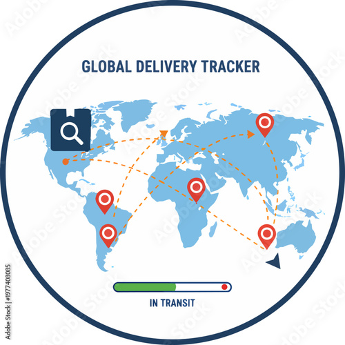 Global Delivery Tracker Worldwide Shipping and Logistics Progress Visualization