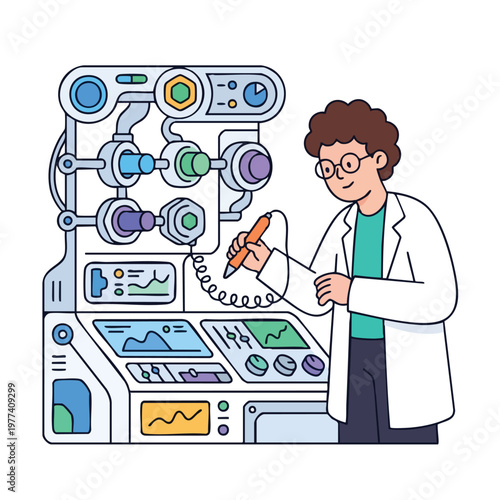 Scientist Working on Advanced Laboratory Equipment.