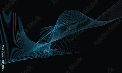 Abstract blue wavy lines flowing elegantly across a dark background in this professional digital vector graphic design illustration piece today