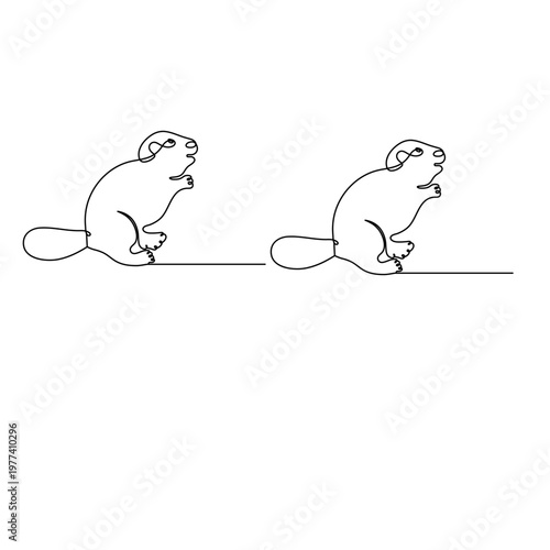 Beaver continuous line art for nature conservation concept
