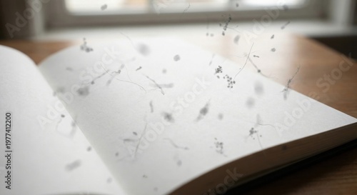 Simulation of eye floaters on blank book page