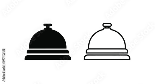 Two black service bells displayed side by side a simple silhouette