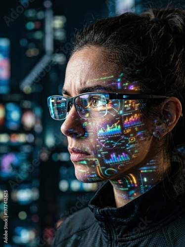 Future Communication Concept with Digital Face Overlay