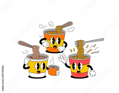 Cartoon musicians playing brass instruments in a lively ensemble setting Vector