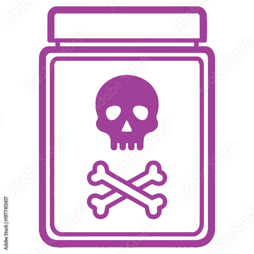 Toxic warning sign with skull and crossbones on a jar