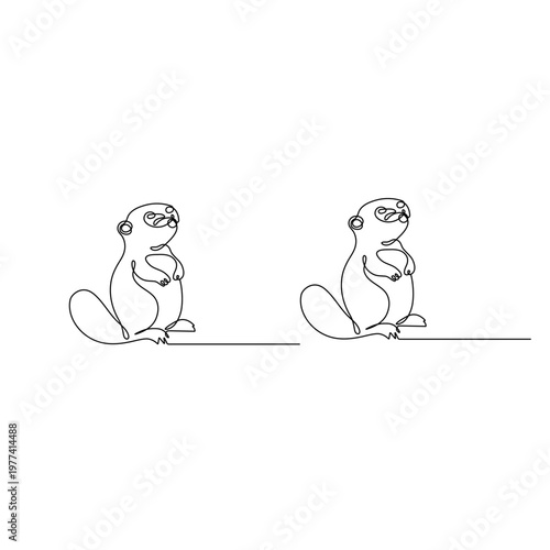 Beaver continuous line art for nature conservation concept
