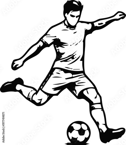 Soccer Player Kicking Ball