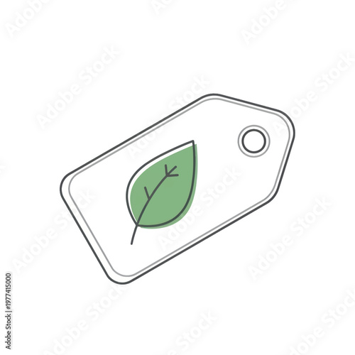 Eco Friendly Tag Icon with Leaf Symbol on White Background for Natural Design.