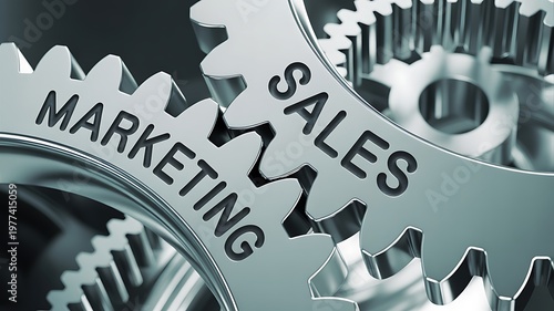 Business gears, marketing sales concept, industrial background, metal mechanism