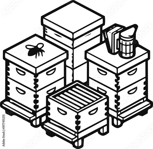 Wooden Beehives Apiary Farm