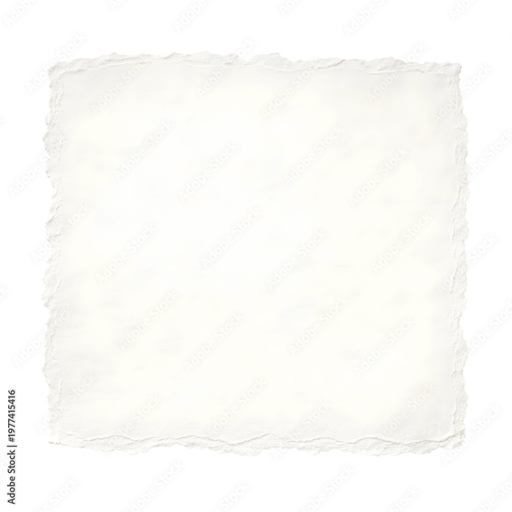 Fototapeta premium White Handmade Paper Texture Square Sheet Isolated on White Background 