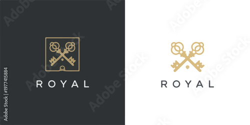 Royal Logo with Crossed Keys and Text Keywords: royal, logo, crossed keys, emblem, symbol