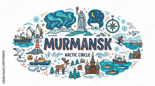 Murmansk Arctic Circle Illustration