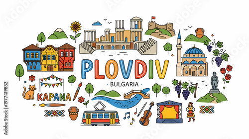 Plovdiv Bulgaria Travel Collage - Landmarks, Culture, Art