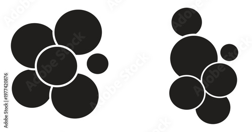 Set of circle collage photo icons for the design of a wall mood board background. Blank college frame photo part or picture. Vector mockup mega collection