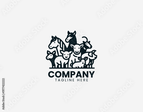 The farm animal group logo features a clean minimalist design for modern agriculture Free Download The farm animal group logo features a clean minimalist design for modern agriculture - GFXLoad