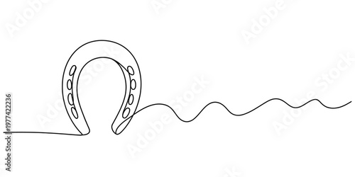 A single continuous line drawing of a horseshoe symbol representing good luck and fortune icon Vector, illustration