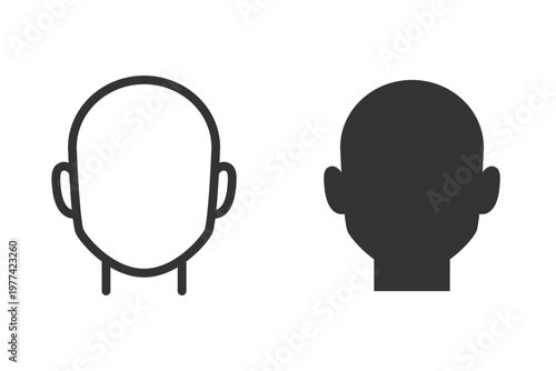 シンプルな人の顔アイコン（正面）線画・シルエット２種 