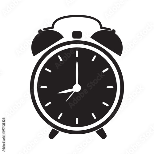 alarm clock vector illustration on white background or silhouette vector 