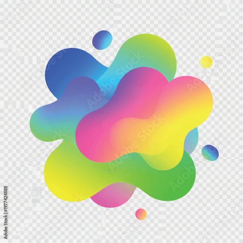 Vibrant abstract color splash on transparent background.