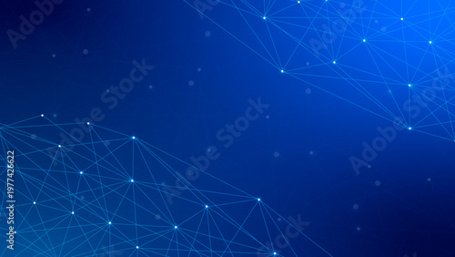 Blue Abstract Network Background with Connected Nodes and Lines for Technology, Data, and Digital Communication