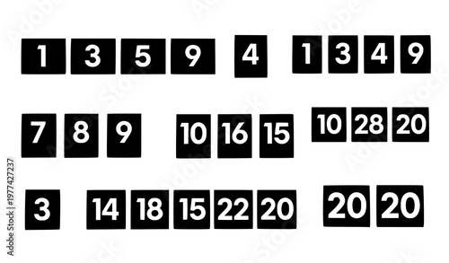 A vector graphic illustration of black and white numbers on a clean background