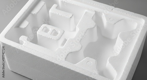 White Styrofoam Packaging Insert With Complex Molded Cavities For Product Protection