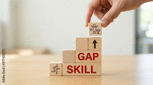 Visualizing skill gap analysis, focusing on assessing existing skills and developing strategies to bridge identified competency gaps.