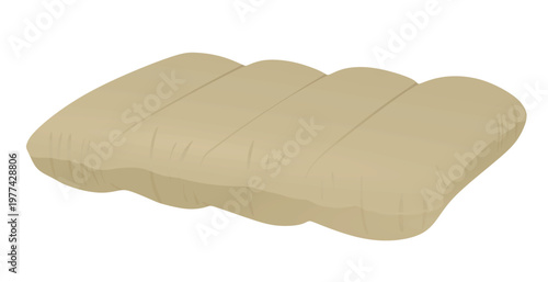 Brown inflatable pillow, vector illustration