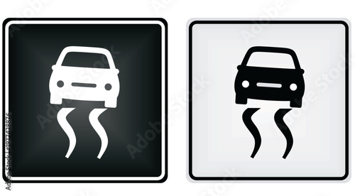 Slippery road sign. vector illustration
