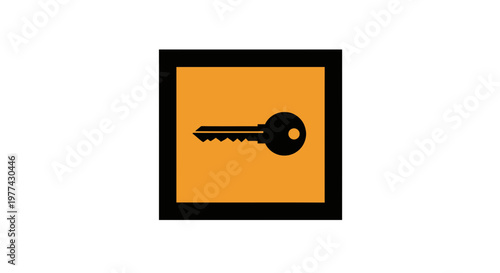 Modern Black Key Icon Set Against Vibrant Orange Background
