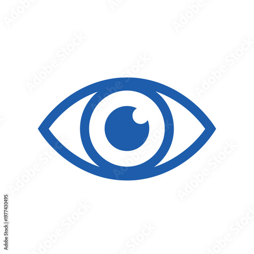 Modern Blue Eye Icon Represents Vision and Focus