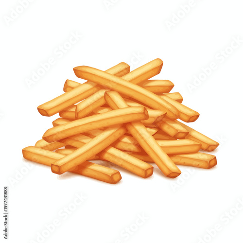 Delicious golden French fries illustration on a white background, a classic fast food favorite