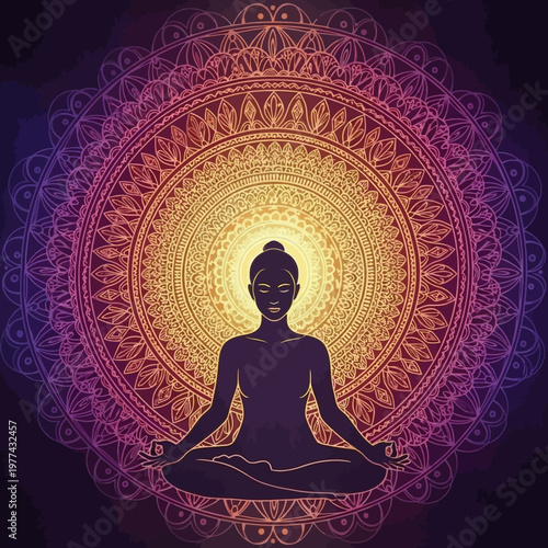 Person meditating in lotus position.
