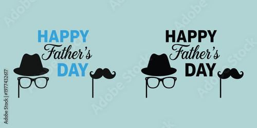 Happy father's day celebration with hats glasses and mustaches