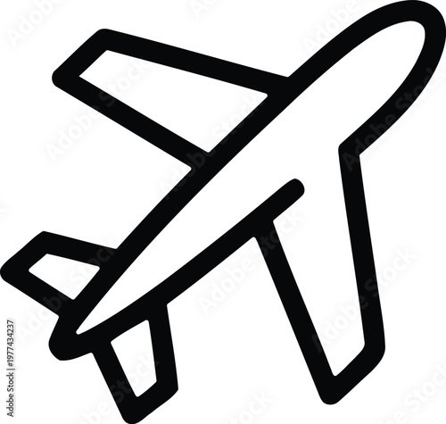 Airplane icon outline for flight travel and transportation aviation industry symbol