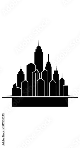 Modern Cityscape Silhouette Vector Graphics For Urban Development Concepts