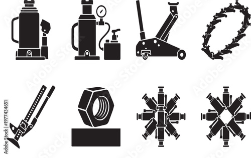Hydraulic Jack Icon Minimal Line Vector Illustration