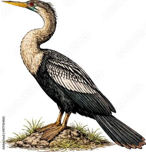 Bild auf Leinwand Anhinga anhinga illustration art