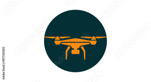 Modern Drone Icon With Propellers Rotating in a Circle