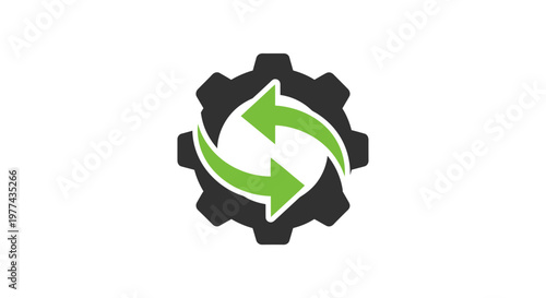 Modern Gear Symbol with Refresh Arrows for Technology and Industry Concepts