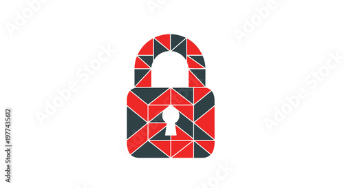 Modern Geometric Lock Icon Symbolizes Security And Protection