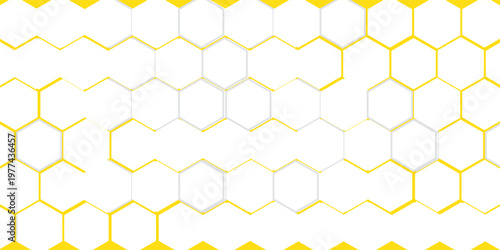 Abstract pattern seamless yellow hexagon honeycombs on a white background. Honey comb background pattern symbol vector design. eps 10