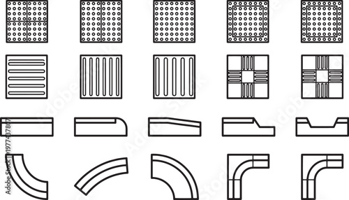 Detailed design elements, showcase architectural components with precision, emphasizing intricate shapes, lines, and patterns, representing design, building blocks.